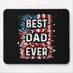 Best Dad Ever Fathers Day Papa Us American Flag  Mouse Mat