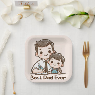 Best Dad Ever - Fathers Day Paper Plate