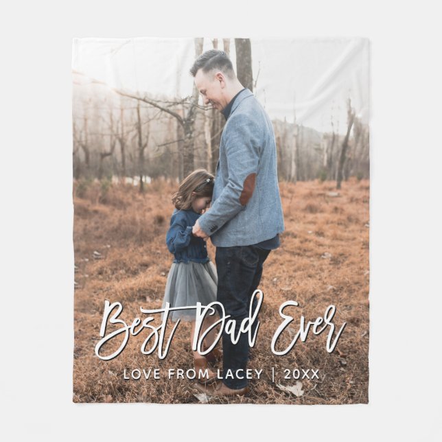 Best Dad Ever Father's Day Personalised Photo  Fleece Blanket (Front)