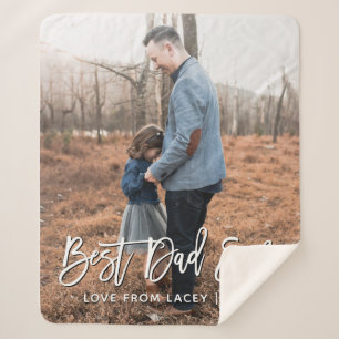 Best Dad Ever Father's Day Personalized Photo  Fle Sherpa Blanket