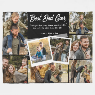 Best dad ever fathers day photo collage family fleece blanket