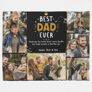 Best dad ever fathers day photo collage family fleece blanket