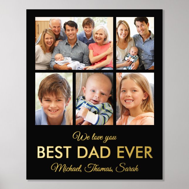 Best Dad Ever Fathers Day Photo Collage Foil Prints (Front)