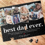 Best Dad Ever Father's Day Photo Collage Jigsaw Puzzle<br><div class="desc">Modern fathers day puzzle featuring a photo collage of 12 family pictures for you to replace with your own,  the saying "best dad ever.",  a personalised thank you note,  a cute red heart,  and your childrens names.</div>
