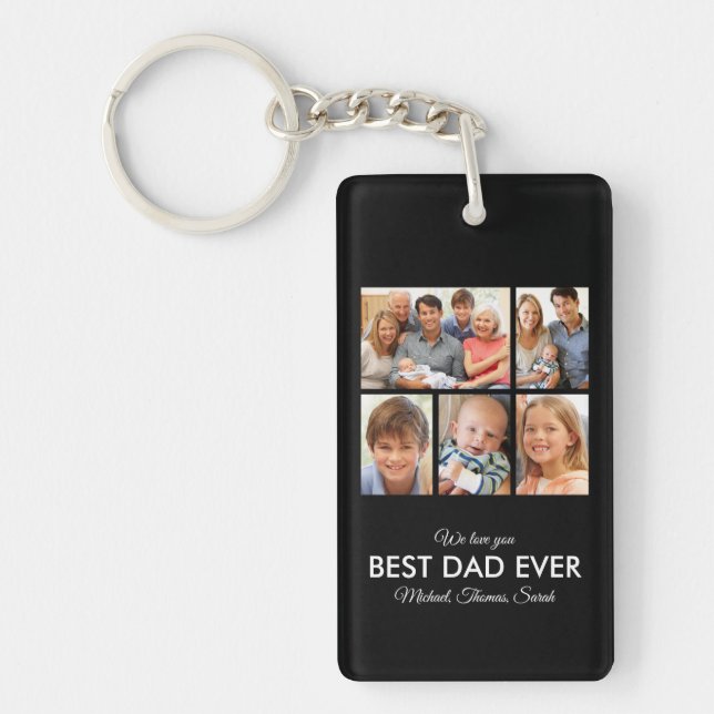 Best Dad Ever Fathers Day Photo Collage Key Ring (Front)