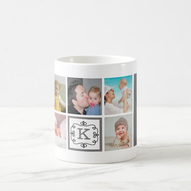 Best Dad Ever Father's Day Photo Collage Monogram Coffee Mug (Center)