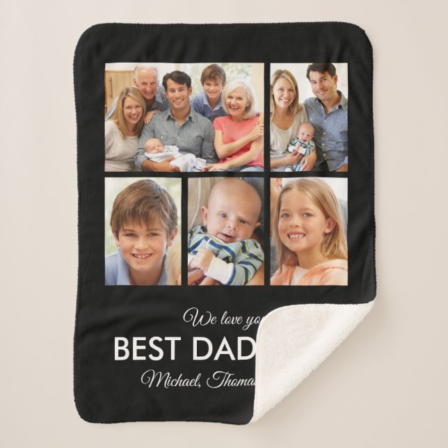 Best Dad Ever Fathers Day Photo Collage Sherpa Blanket (Front)