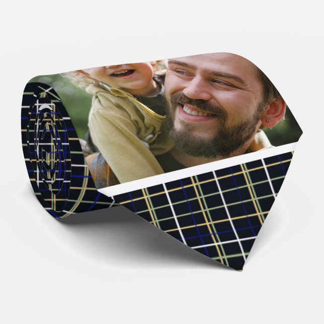 Best Dad Ever Father's Day Photo Striped Black Tie (Rolled)