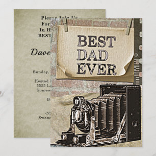 Best Dad Ever Fathers Day Rustic Backyard Cookout Invitation