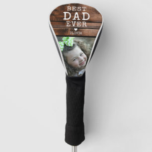 Best Dad Ever Father's Day Rustic Wood Photo Golf Head Cover