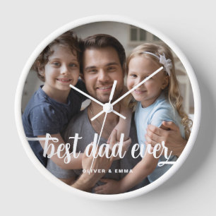 Best Dad Ever Father's Day Script Photo Clock