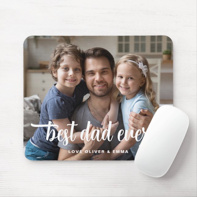 Best Dad Ever Father's Day Script Photo  Mouse Mat (With Mouse)