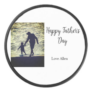 Best dad ever father's day son daughter papa dad p hockey puck