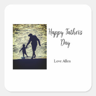 Best dad ever father's day son daughter papa dad p square sticker