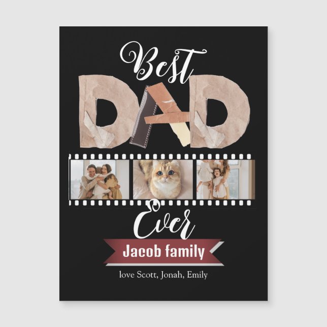Best Dad Ever, Father's Day three Photo Collage  (Front)