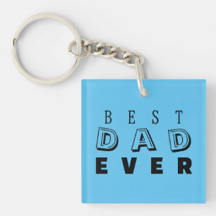 "Best Dad Ever" Father's Day Typography Sky Blue Key Ring