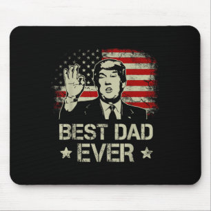 Best Dad Ever Fathers Day Usa American Flag Trump Mouse Mat