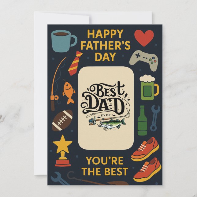 Best Dad Ever Fishing Fathers Day Flat Cards (Front)