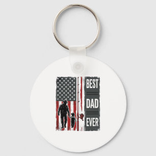 Best Dad Ever Fishing Flag Vintage Vector Design_1 Key Ring
