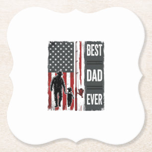 Best Dad Ever Fishing Flag Vintage Vector Design_1 Paper Coaster