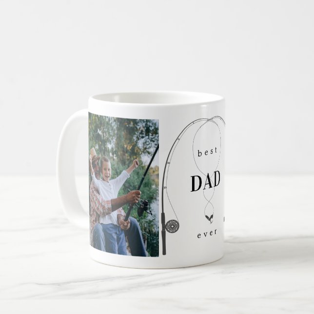Best Dad Ever Fishing Rod Photo Mug (Front Left)