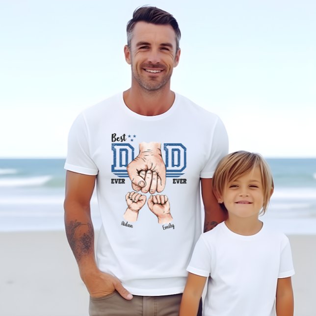 Best Dad Ever Fist Bump Shirt - 2 Kids Name (Creator Uploaded)