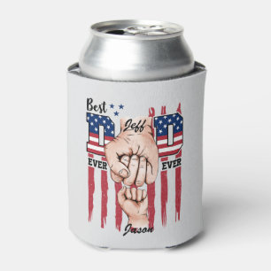 Best Dad Ever – Fist Bump USA Flag - 1 Child Can Cooler