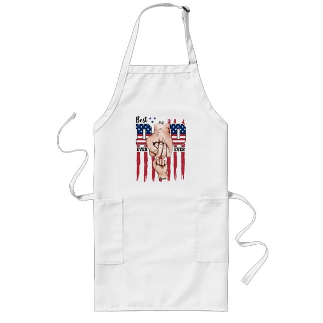 Best Dad Ever – Fist Bump USA Flag - 1 Child Long Apron (Front)