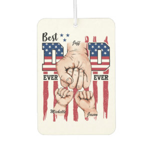 Best Dad Ever – Fist Bump USA Flag - 2 Kids Car Air Freshener