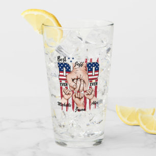 Best Dad Ever – Fist Bump USA Flag - 3 Kids Glass