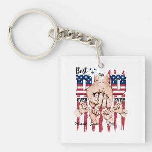 Best Dad Ever – Fist Bump USA Flag - 4 Kids Key Ring