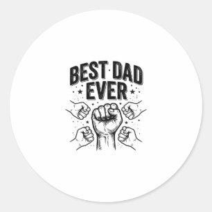 Best Dad Ever Fist Bump Vintage Shirt Design_1 Classic Round Sticker