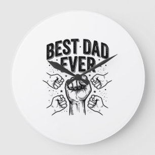 Best Dad Ever Fist Bump Vintage Shirt Design_1 Large Clock