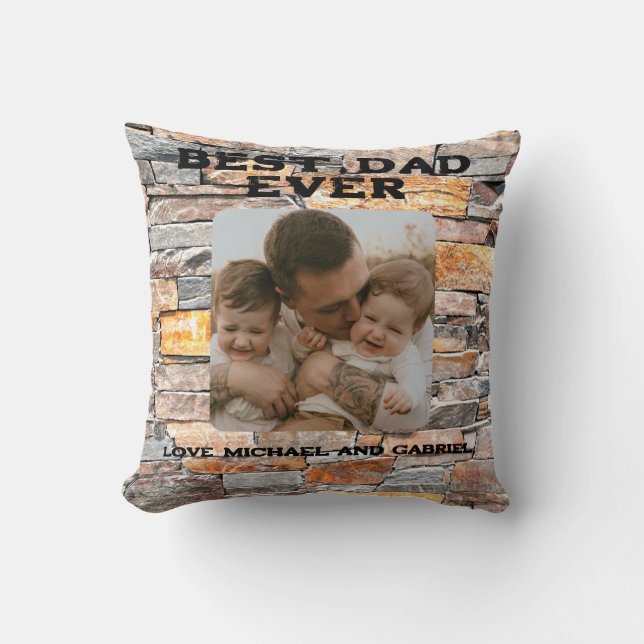 Best Dad Ever Flagstone distressed stone bricks Cushion (Front)