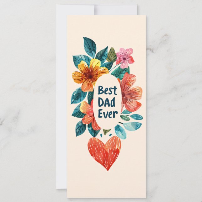 Best Dad Ever Floral Holiday Card (Front)