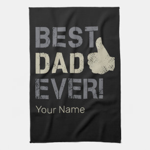 Best Dad Ever for Father's Day Vintage Thumb Up Tea Towel