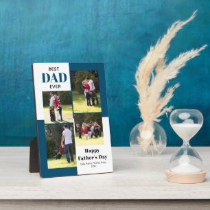 Best Dad Ever four photos blue Father's Day Plaque