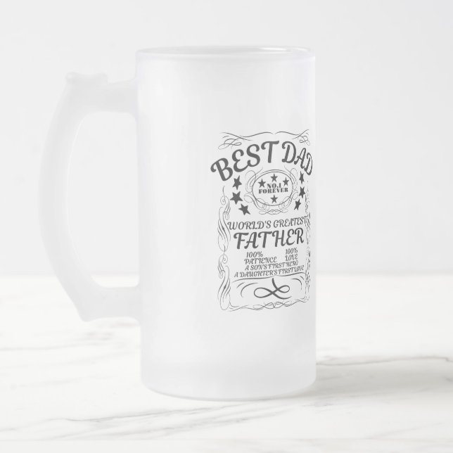 Best dad ever frosted glass beer mug (Left)