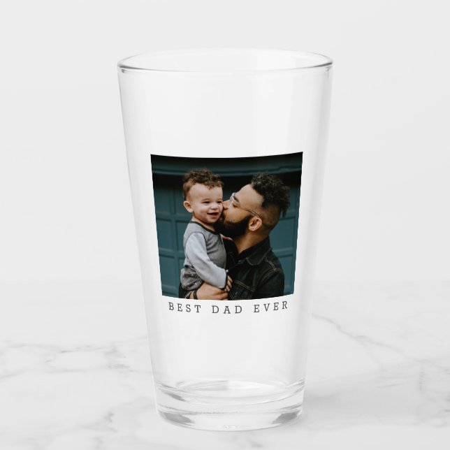 Best Dad Ever Full Photo Personalised Glass (Front)