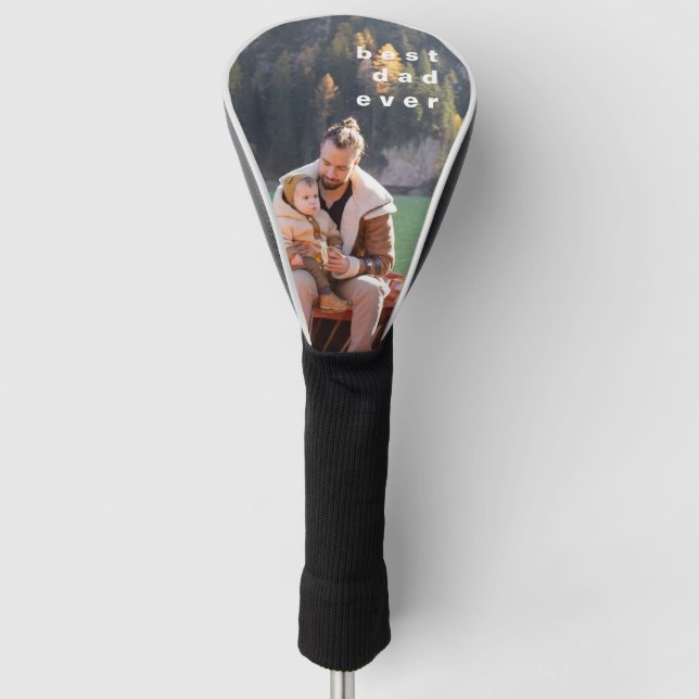 Best Dad Ever Full Photo Personalised Overlay  Golf Head Cover (Front)