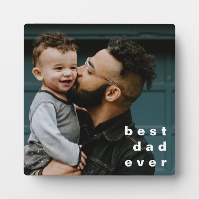 Best Dad Ever Full Photo Personalised Overlay  Plaque (Front)