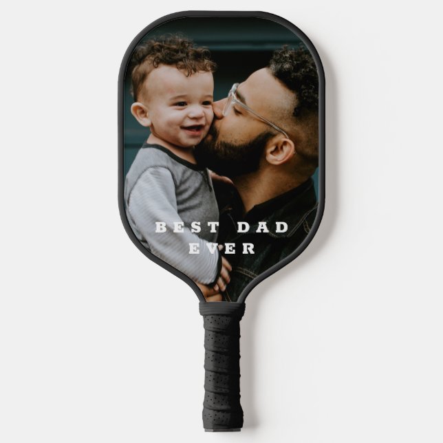 Best Dad Ever Full Photo Personalised Pickleball Paddle (Front)