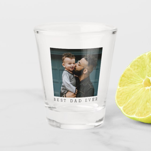 Best Dad Ever Full Photo Personalised Shot Glass (Front)