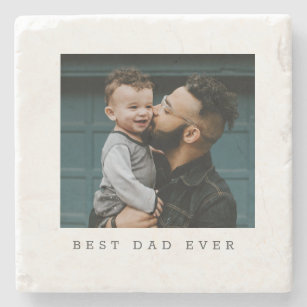 Best Dad Ever Full Photo Personalised  Stone Coaster