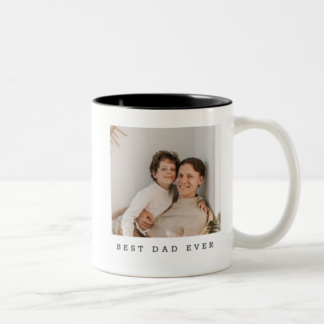 Best Dad Ever Full Photo Personalised Two-Tone Coffee Mug (Right)