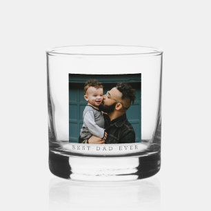 Best Dad Ever Full Photo Personalized Whiskey Glass