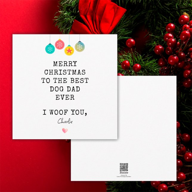 Best Dad Ever Funny Merry Christmas From Dog Holiday Card (Front and Back)