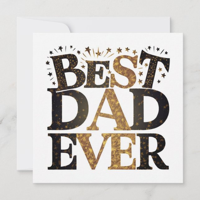 Best Dad Ever Gold black typography Father's Day Holiday Card (Front)
