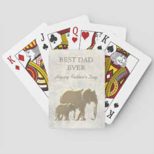 Best Dad Ever , Gold Elephants Happy Father's Day Playing Cards