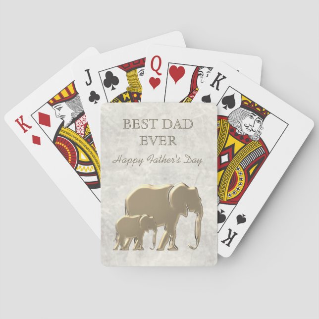 Best Dad Ever , Gold Elephants Happy Father's Day Playing Cards (Back)